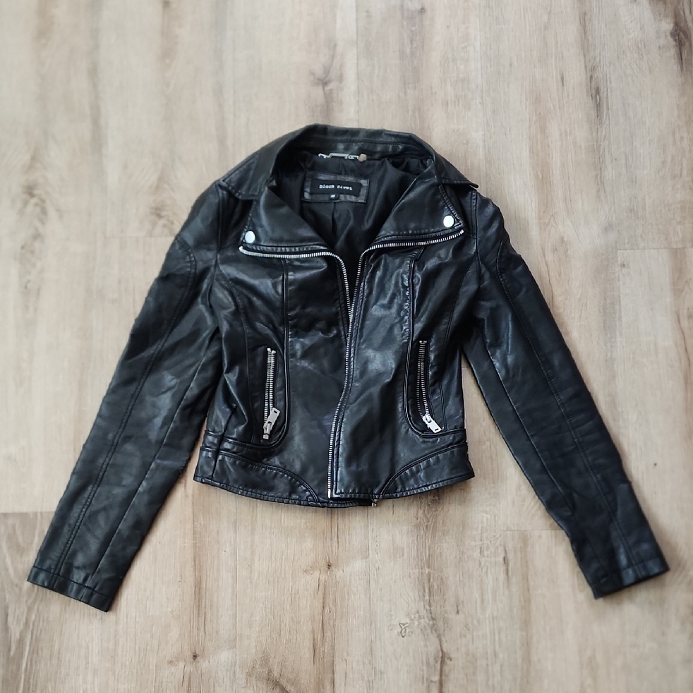 XS Black Fake Leather Jacket